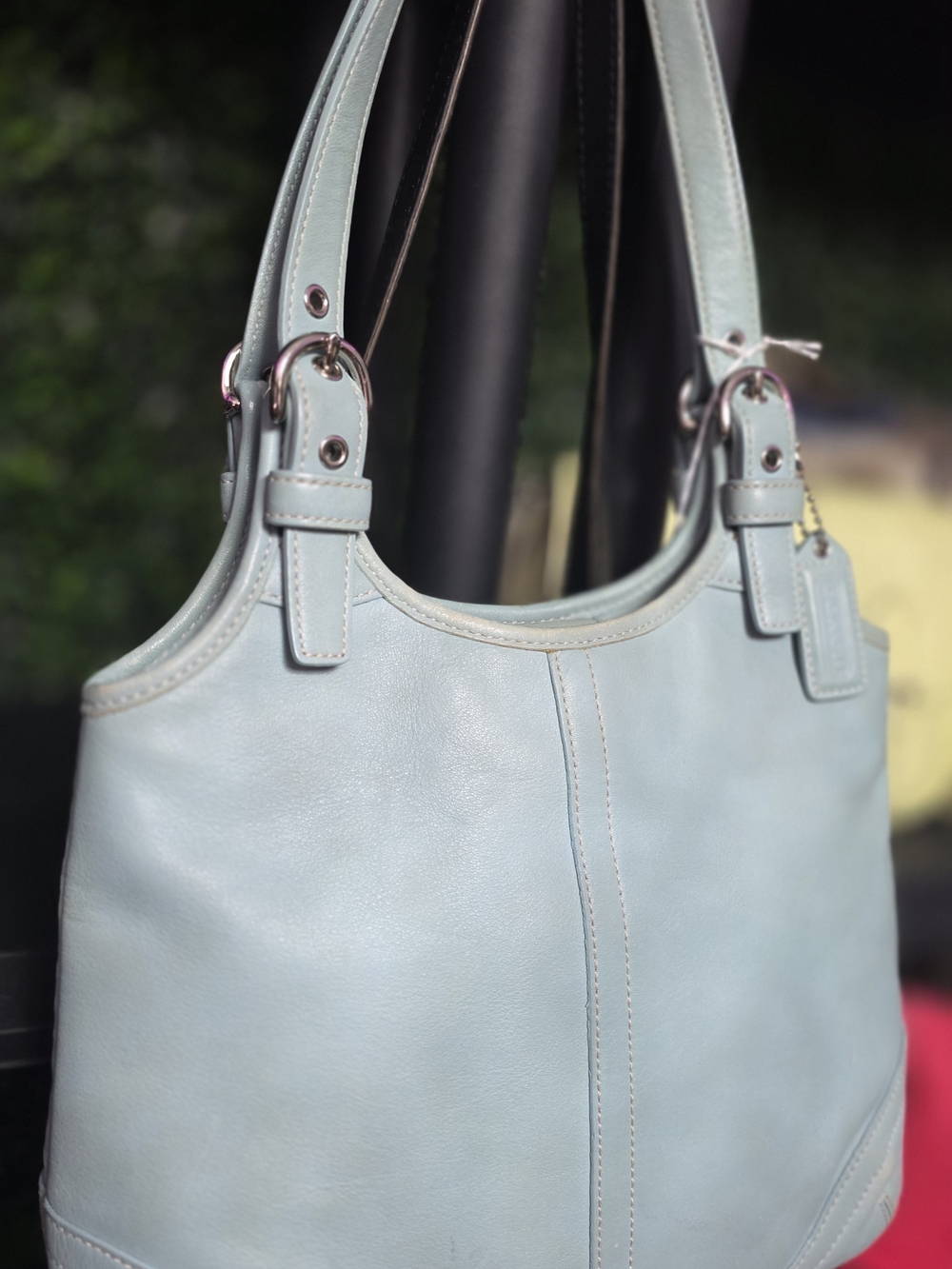 Coach Vintage Ice Blue Leather Soho Slim Buckle Shoulder Bag (4983)